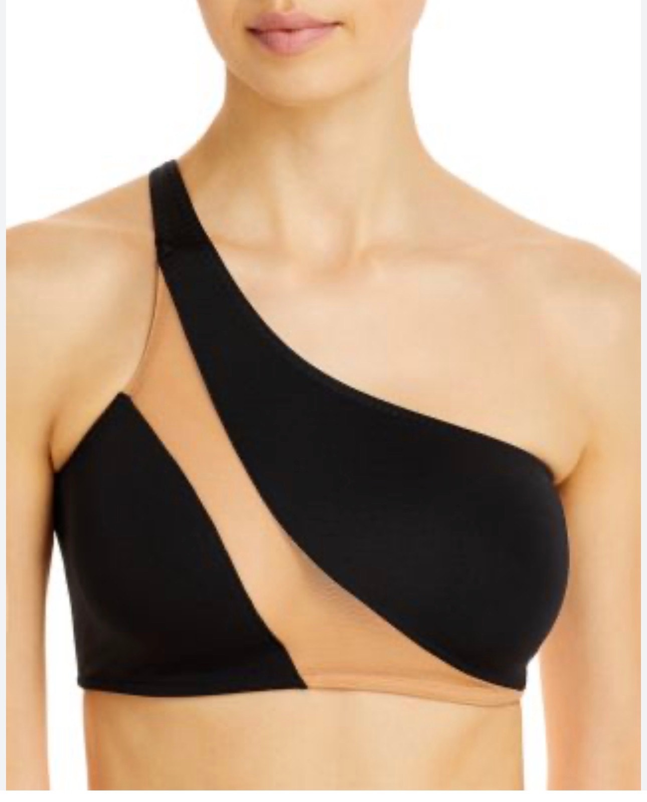 Norma Kamali Snake Mesh One Shoulder Bikini Top Black/ Nude Mesh Size Small